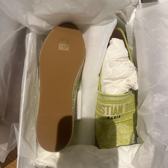 Dior Granville Lime Green Embroidered Espadrilles